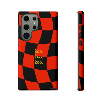 F1 Ferrari Black and Red Checkered Phone Case, Box Box Box F1 Phone Case