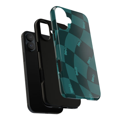 F1 Phone Case Teal Checkered Design, Trendy F1 Gift, Formula 1 Gift, Cute F1 Phone Case, Unique Formula One Phone Case