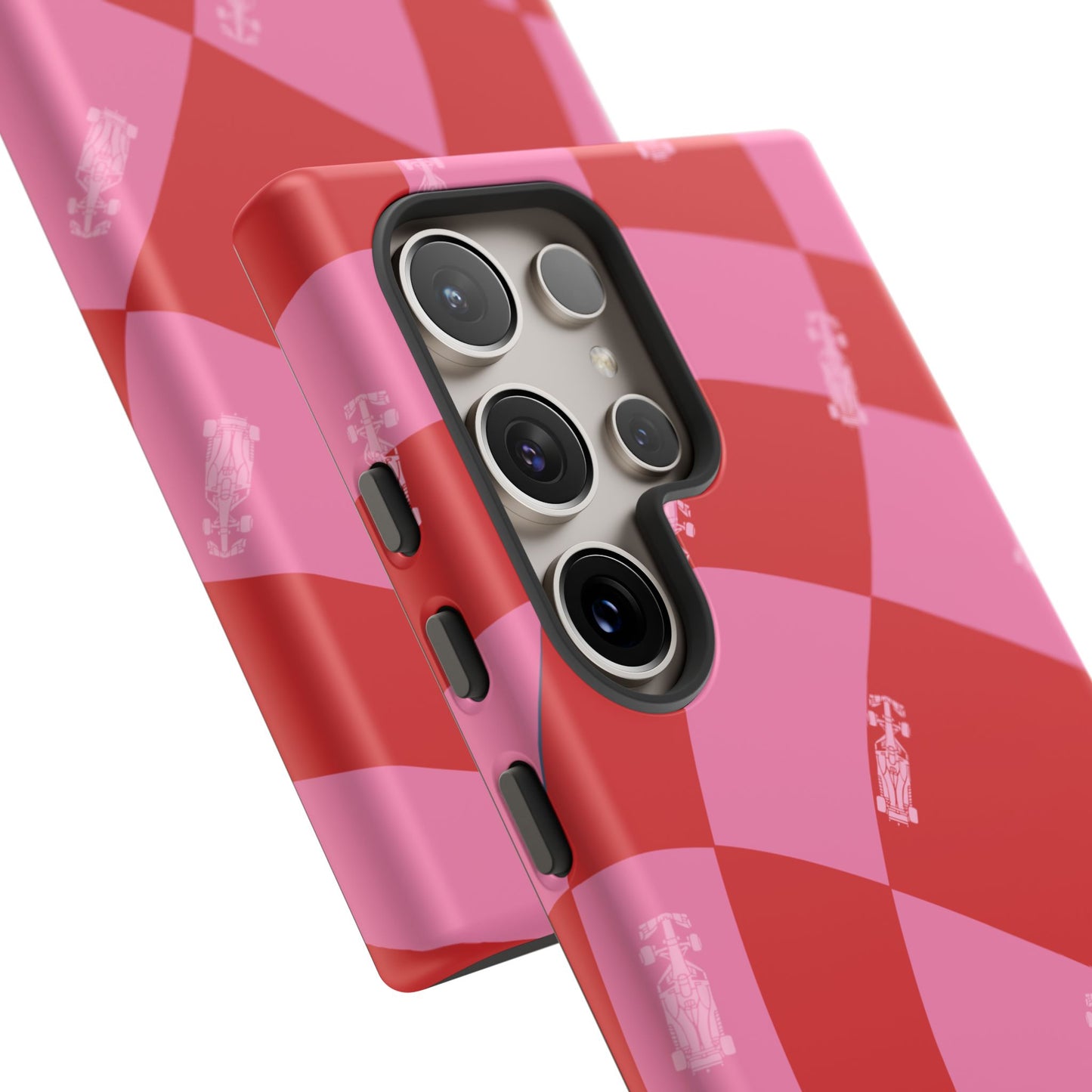 F1 Phone Case Pink and Red Checkerboard Design, Trendy F1 Gift, Girly Formula 1 Gift, Cute F1 Phone Case, Unique Formula One Phone Case