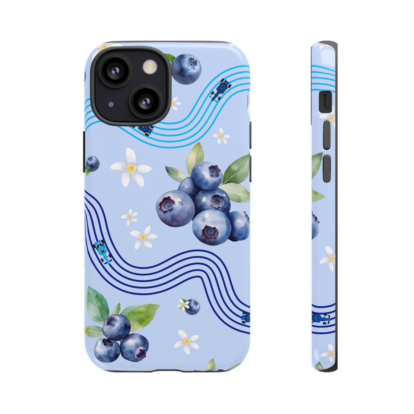 Blue F1 Williams and Blueberries Phone Case, Trendy F1 Gift, Formula 1 Gift, Cute Fruit F1 Phone Case, Unique Phone Case