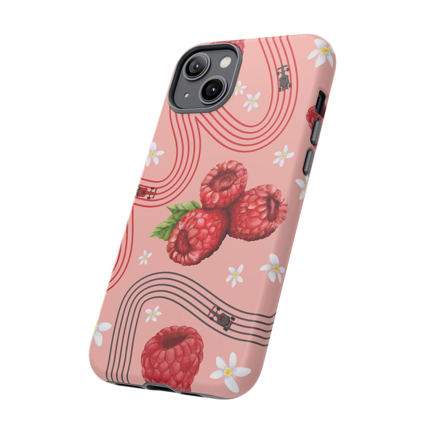 Red F1 Haas and Raspberries Phone Case, Trendy F1 Gift, Formula 1 Gift, Cute Fruit F1 Phone Case, Unique Phone Case