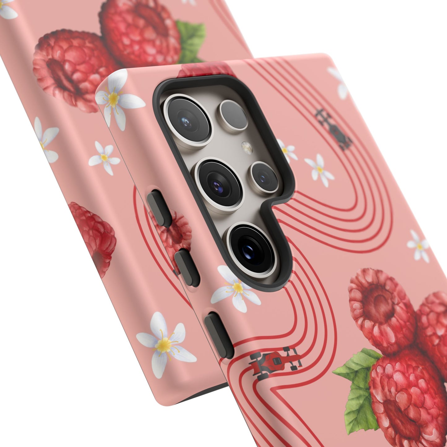 Red F1 Haas and Raspberries Phone Case, Trendy F1 Gift, Formula 1 Gift, Cute Fruit F1 Phone Case, Unique Phone Case