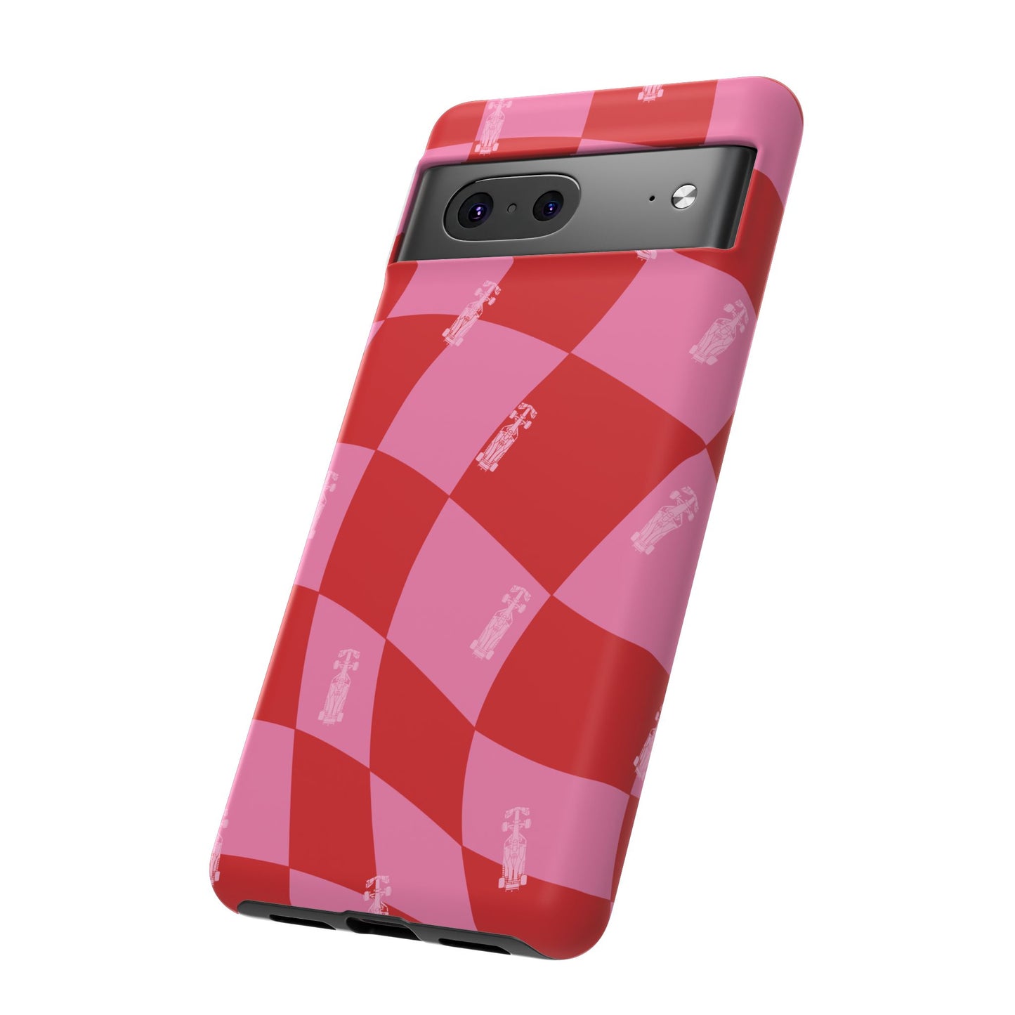 F1 Phone Case Pink and Red Checkerboard Design, Trendy F1 Gift, Girly Formula 1 Gift, Cute F1 Phone Case, Unique Formula One Phone Case