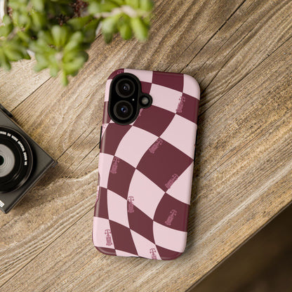 F1 Phone Case Pink Checkered Design, Trendy F1 Gift, Formula 1 Gift, Cute F1 Phone Case, Unique Formula One Phone Case