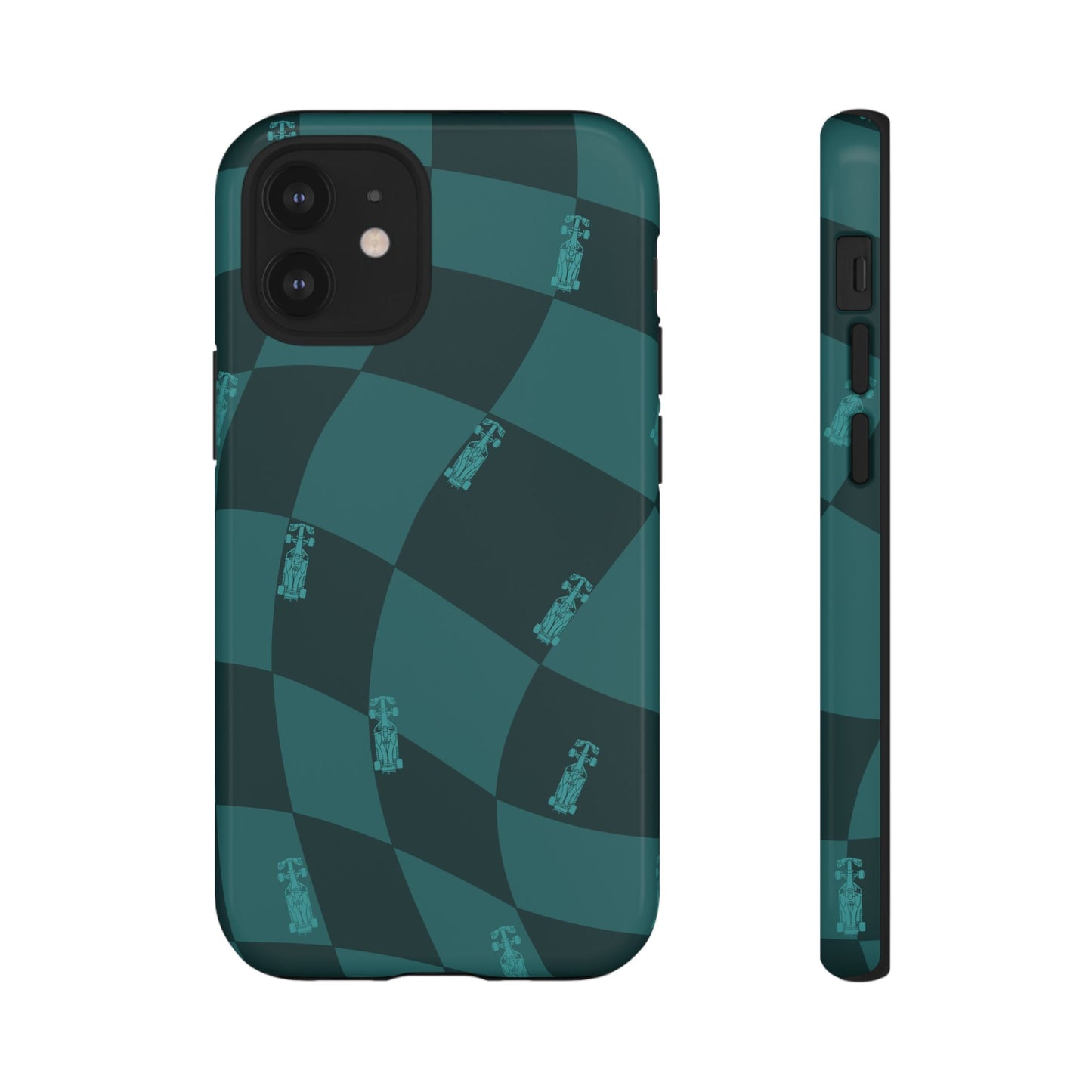 F1 Phone Case Teal Checkered Design, Trendy F1 Gift, Formula 1 Gift, Cute F1 Phone Case, Unique Formula One Phone Case