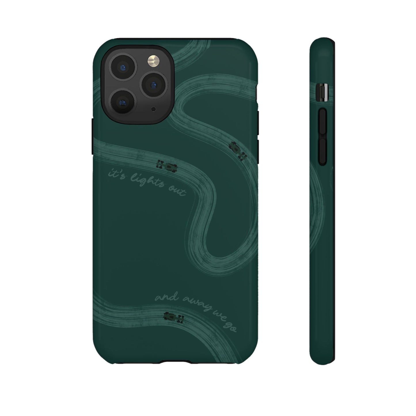 F1 Phone Case Monochrome Green Painted "its lights out and away we go", Trendy F1 Gift, Formula 1 Gift, Cute F1 Phone Case, Phone Case