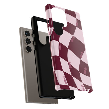 F1 Phone Case Pink Checkered Design, Trendy F1 Gift, Formula 1 Gift, Cute F1 Phone Case, Unique Formula One Phone Case