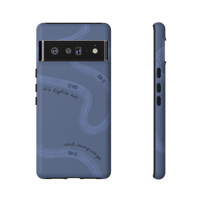 F1 Phone Case Monochrome Dark Blue Painted "its lights out and away we go", Trendy F1 Gift, Formula 1 Gift, Cute F1 Phone Case, Phone Case