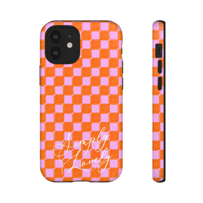 Simply Lovely Orange and Pink Checkered F1 Phone Case Design, Trendy F1 Gift, Formula 1 Gift, Cute F1 Phone Case