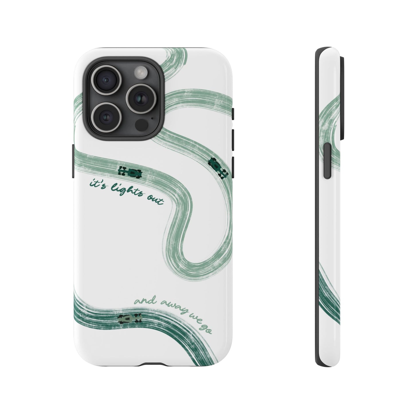 F1 Phone Case Green Painted "its lights out and away we go", Trendy F1 Gift, Formula 1 Gift, Cute F1 Phone Case, Gift for F1 Fans