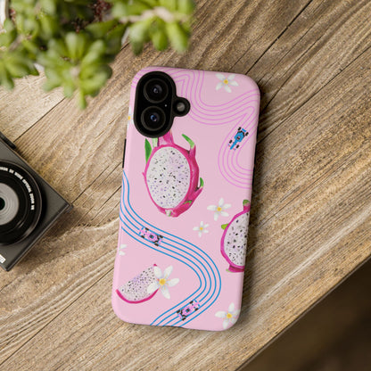 Pink F1 Alpine and Dragonfruit Phone Case, Trendy F1 Gift, Formula 1 Gift, Cute Fruit F1 Phone Case, Unique Phone Case