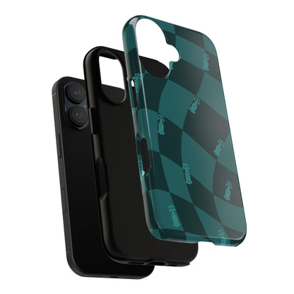 F1 Phone Case Teal Checkered Design, Trendy F1 Gift, Formula 1 Gift, Cute F1 Phone Case, Unique Formula One Phone Case