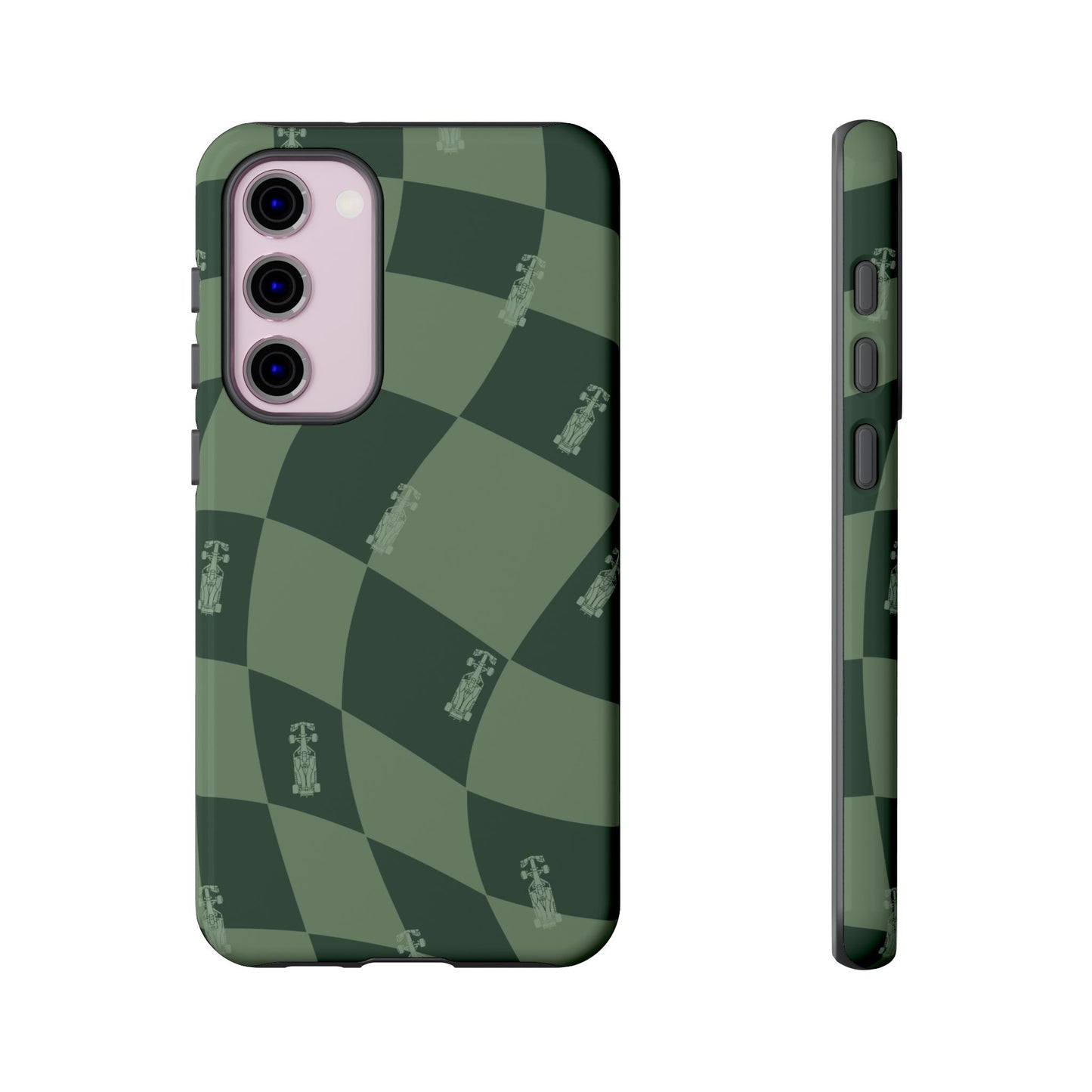 F1 Phone Case Green Checkerboard Design, Trendy F1 Gift, Formula 1 Gift, Cute F1 Phone Case, Unique Formula One Phone Case