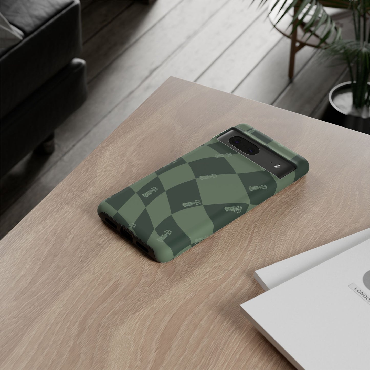 F1 Phone Case Green Checkerboard Design, Trendy F1 Gift, Formula 1 Gift, Cute F1 Phone Case, Unique Formula One Phone Case