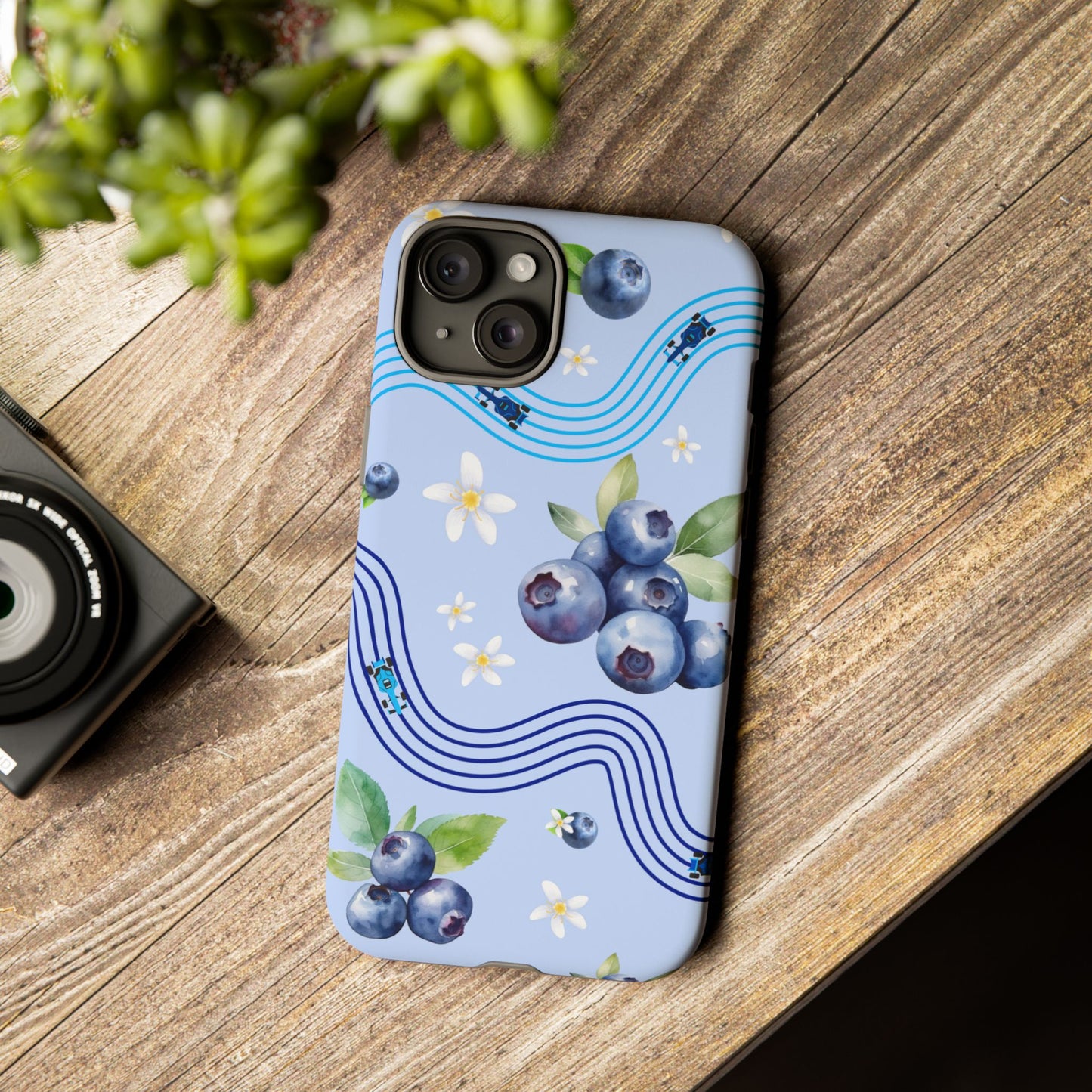 Blue F1 Williams and Blueberries Phone Case, Trendy F1 Gift, Formula 1 Gift, Cute Fruit F1 Phone Case, Unique Phone Case