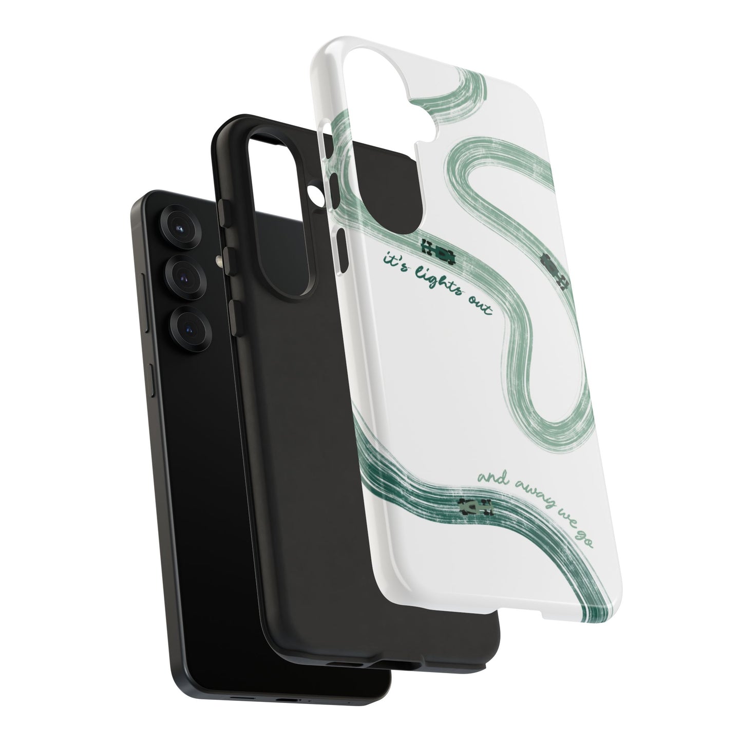 F1 Phone Case Green Painted "its lights out and away we go", Trendy F1 Gift, Formula 1 Gift, Cute F1 Phone Case, Gift for F1 Fans