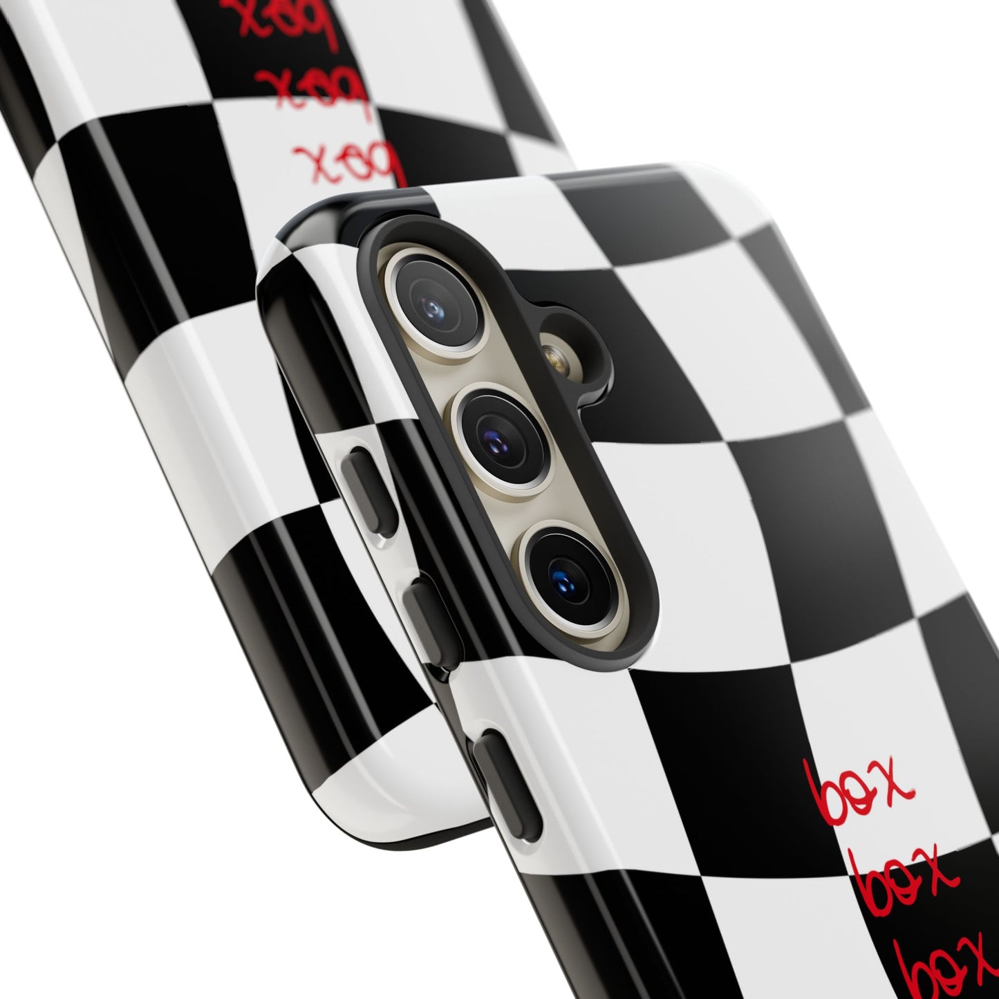 Black and Red Checkered F1 Phone Case, Box Box Box F1 Phone Case