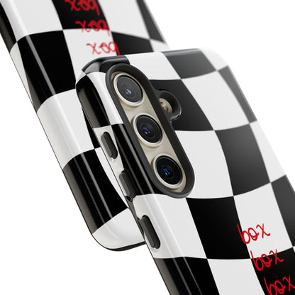 Black and Red Checkered F1 Phone Case, Box Box Box F1 Phone Case