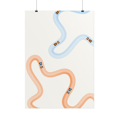 McLaren Orange and Blue F1 Wall Art Poster | Minimalist F1 Art - EU Sizing (Physical Print)