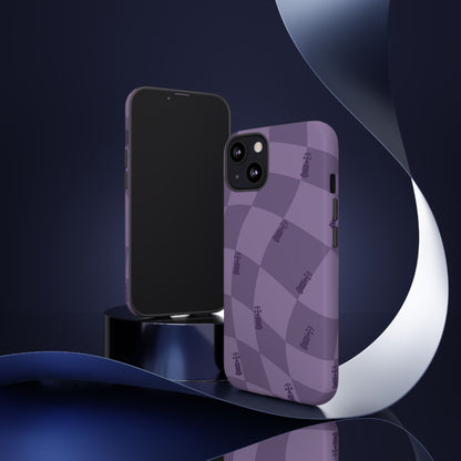 F1 Phone Case Purple Checkered Design, Trendy F1 Gift, Formula 1 Gift, Cute F1 Phone Case, Unique Formula One Phone Case