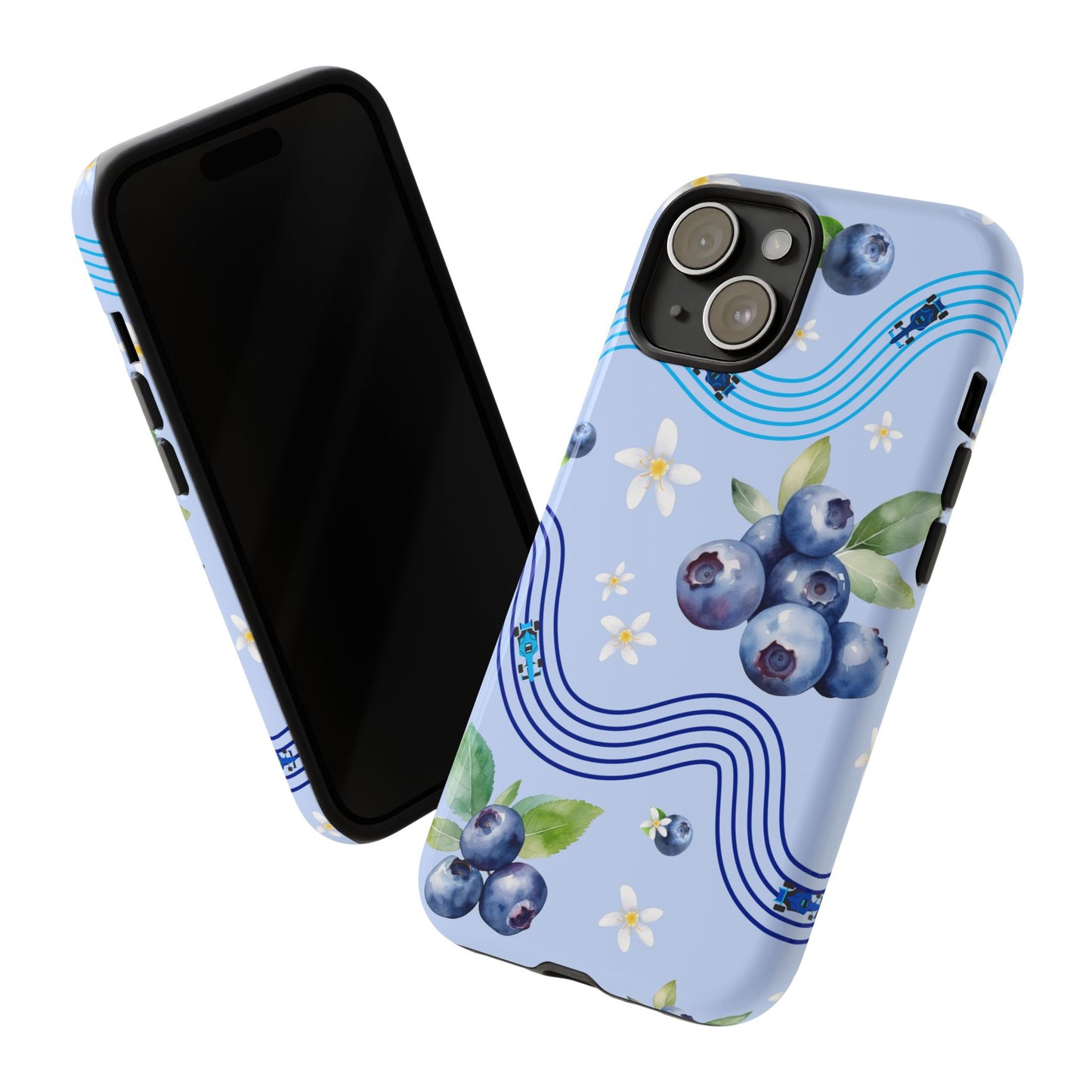 Blue F1 Williams and Blueberries Phone Case, Trendy F1 Gift, Formula 1 Gift, Cute Fruit F1 Phone Case, Unique Phone Case