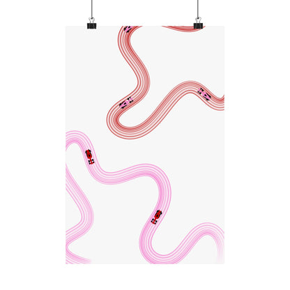 Pink and Red F1 Matte Vertical Poster | Formula 1 Art Print (US SIZING)
