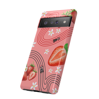 Red F1 Audi and Strawberries Phone Case, Trendy F1 Gift, Formula 1 Gift, Cute Fruit F1 Phone Case, Unique Phone Case