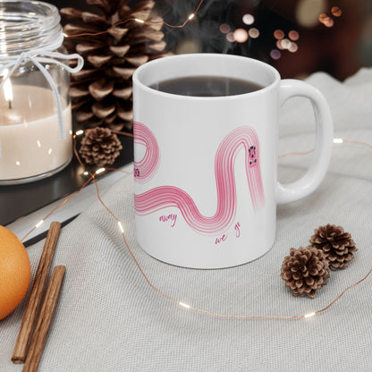 Pink Painted F1  It's Lights Out and Away We Go Mug, Unique Gift for Coffee Lovers, Whimsical Formula 1 Gift