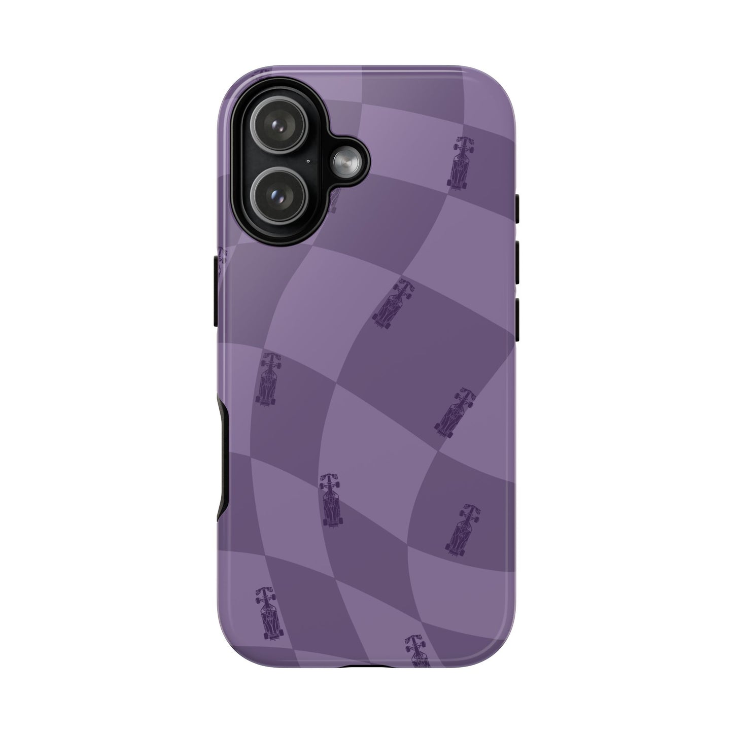 F1 Phone Case Purple Checkered Design, Trendy F1 Gift, Formula 1 Gift, Cute F1 Phone Case, Unique Formula One Phone Case