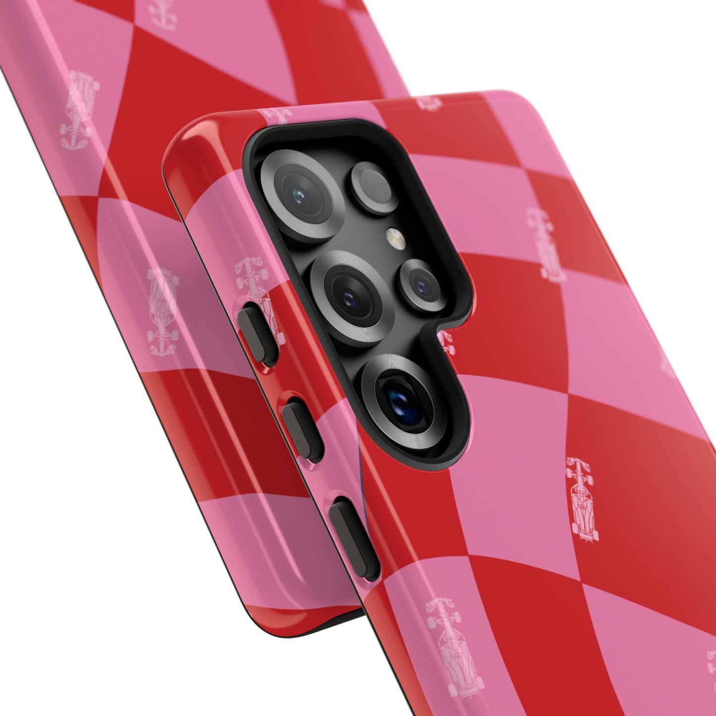 F1 Phone Case Pink and Red Checkerboard Design, Trendy F1 Gift, Girly Formula 1 Gift, Cute F1 Phone Case, Unique Formula One Phone Case