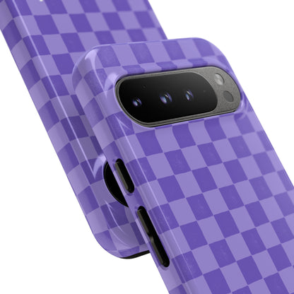 Simply Lovely Purple Checkered F1 Phone Case Design, Trendy F1 Gift, Formula 1 Gift, Cute F1 Phone Case