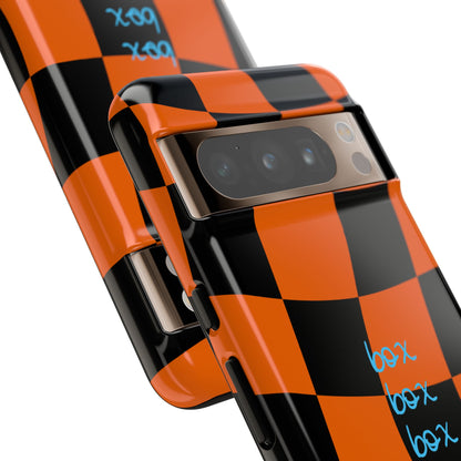 McLaren Orange and Black Checkered F1 Phone Case, Box Box Box F1 Phone Case