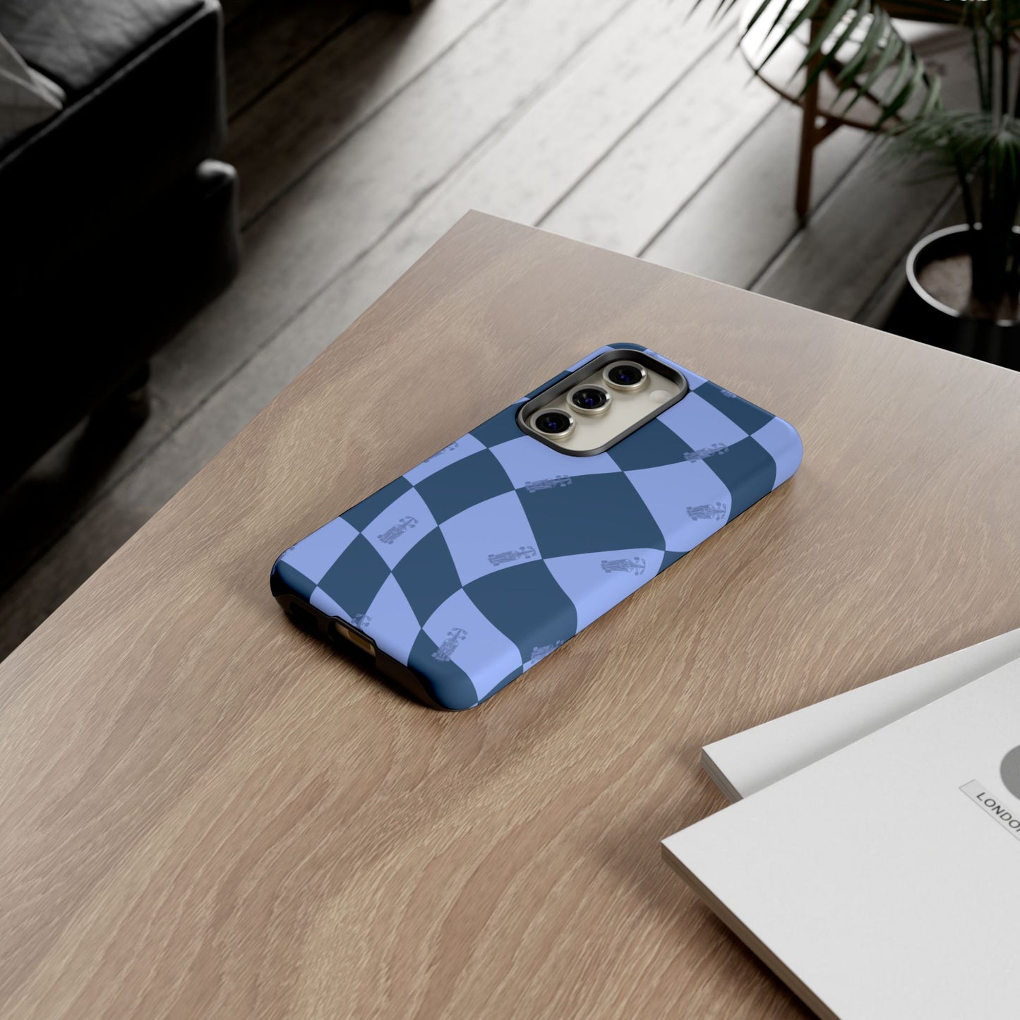 F1 Phone Case Blue Checkerboard Design, Trendy F1 Gift, Formula 1 Gift, Cute F1 Phone Case, Unique Formula One Phone Case