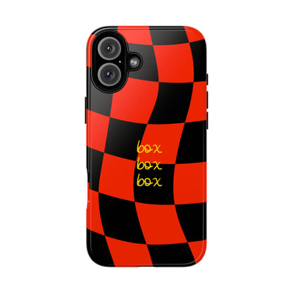 F1 Ferrari Black and Red Checkered Phone Case, Box Box Box F1 Phone Case