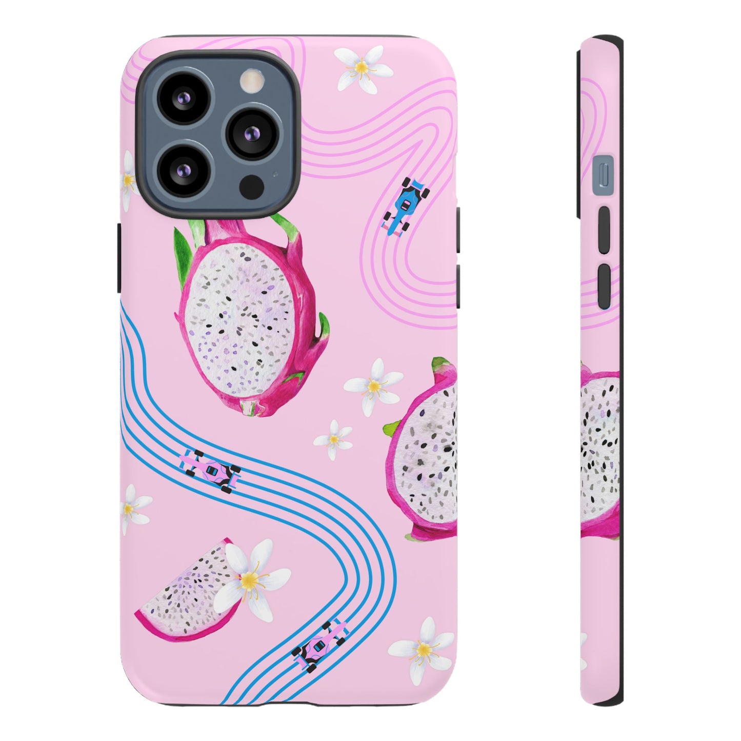 Pink F1 Alpine and Dragonfruit Phone Case, Trendy F1 Gift, Formula 1 Gift, Cute Fruit F1 Phone Case, Unique Phone Case