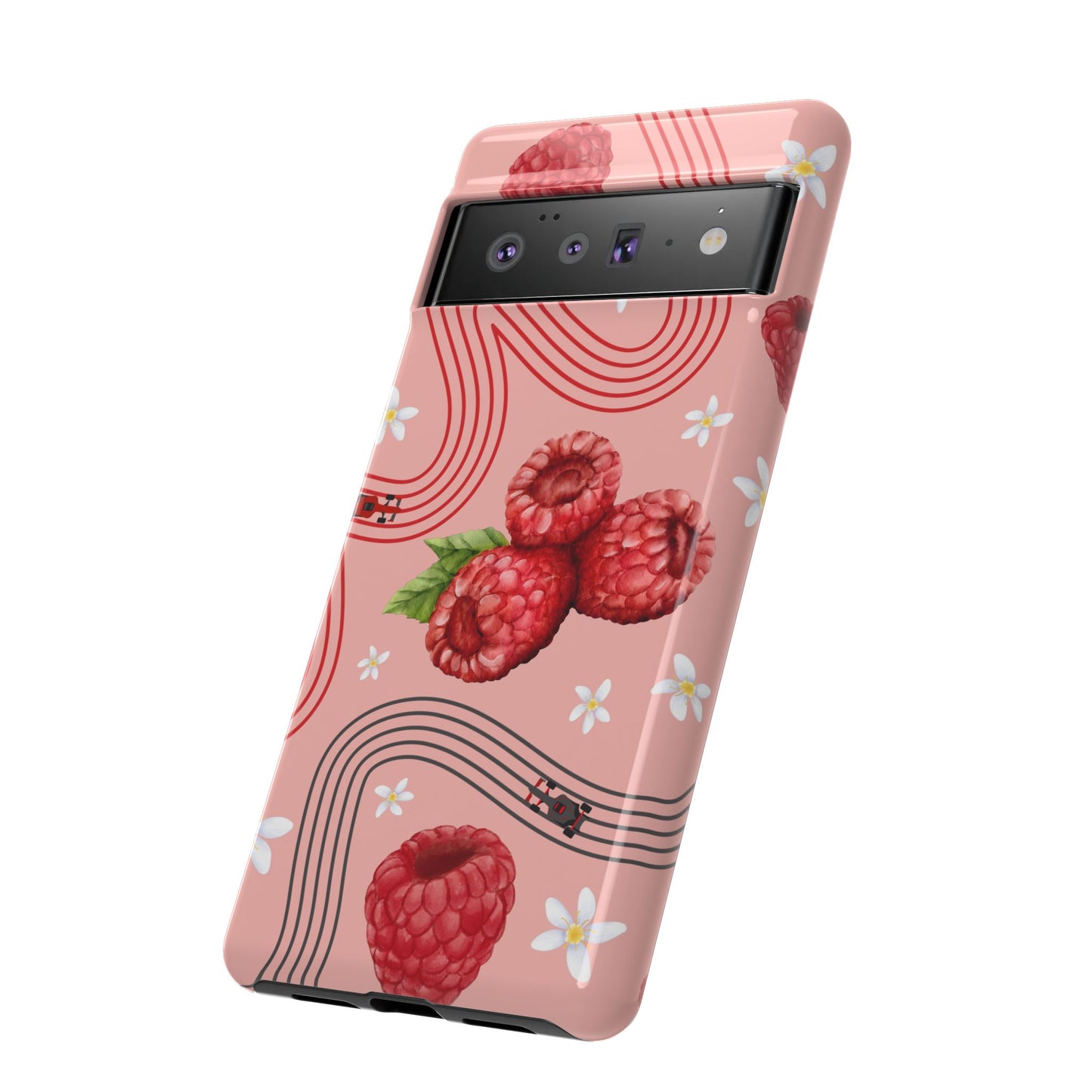 Red F1 Haas and Raspberries Phone Case, Trendy F1 Gift, Formula 1 Gift, Cute Fruit F1 Phone Case, Unique Phone Case
