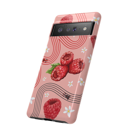 Red F1 Haas and Raspberries Phone Case, Trendy F1 Gift, Formula 1 Gift, Cute Fruit F1 Phone Case, Unique Phone Case
