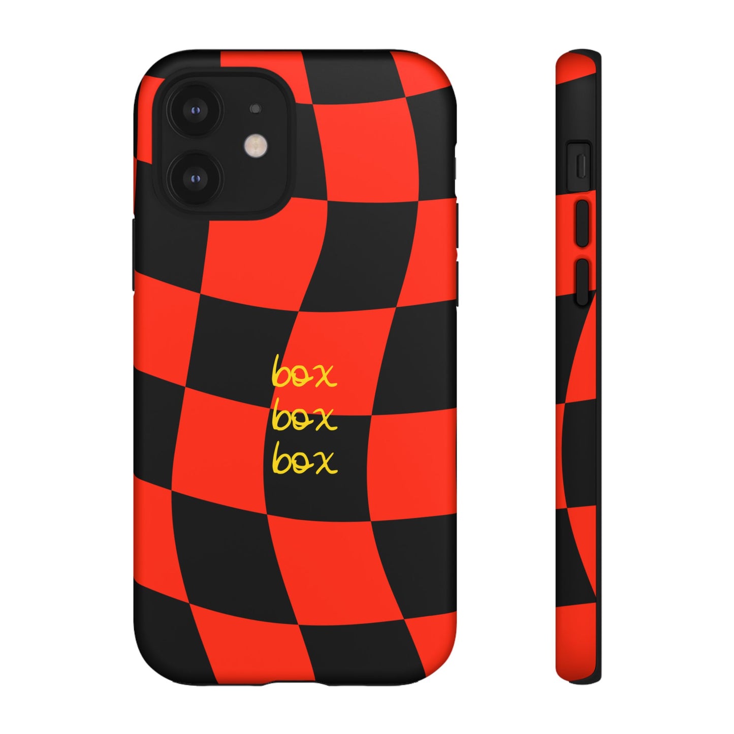 F1 Ferrari Black and Red Checkered Phone Case, Box Box Box F1 Phone Case