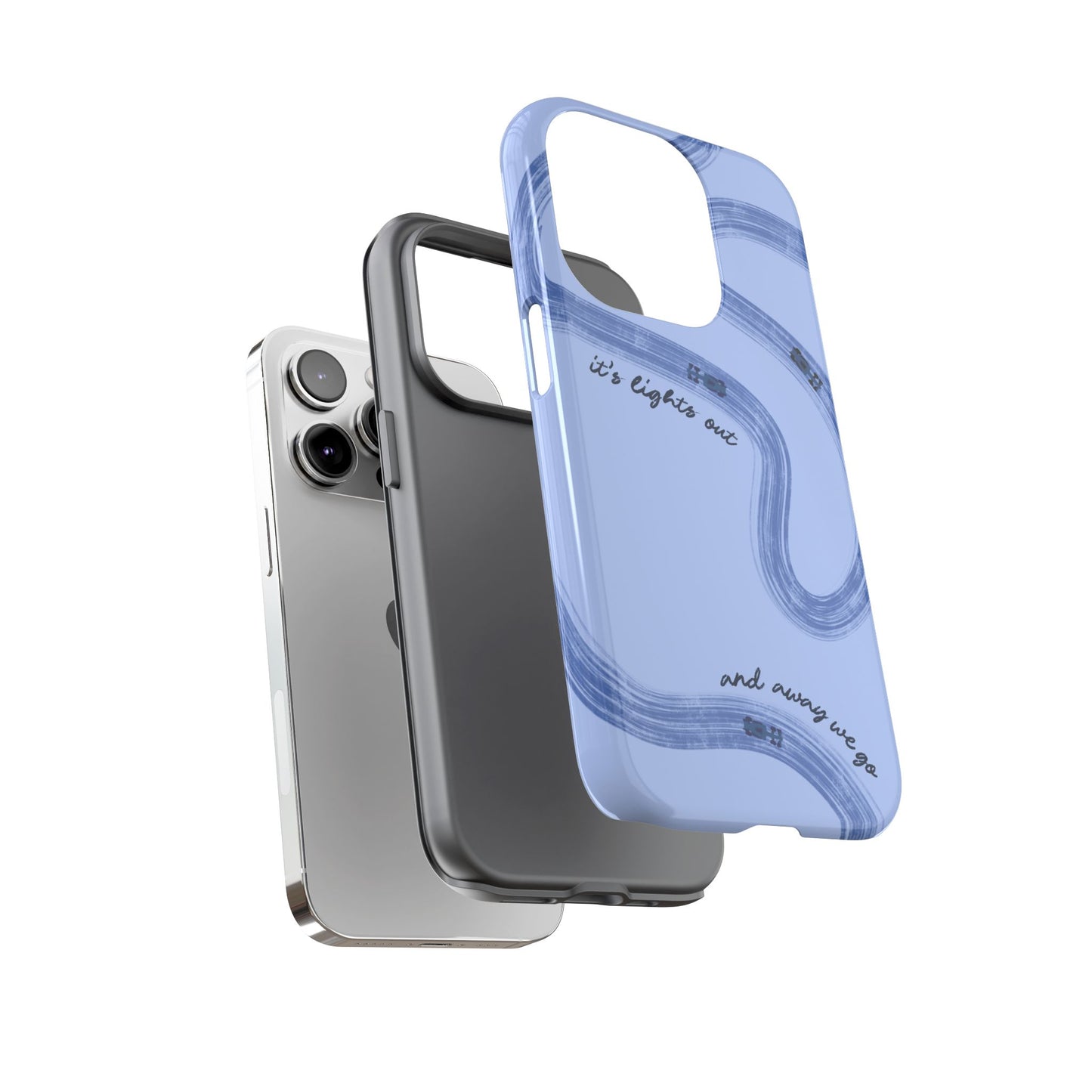 F1 Phone Case Monochrome Blue Painted "its lights out and away we go", Trendy F1 Gift, Formula 1 Gift, Cute F1 Phone Case, Phone Case