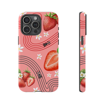 Red F1 Audi and Strawberries Phone Case, Trendy F1 Gift, Formula 1 Gift, Cute Fruit F1 Phone Case, Unique Phone Case