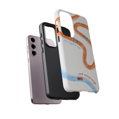 McLaren F1 Phone Case Orange and Blue Painted "its lights out and away we go", Trendy F1 Gift, Formula 1 Gift, Cute F1 Phone Case