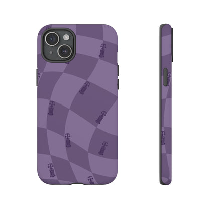 F1 Phone Case Purple Checkered Design, Trendy F1 Gift, Formula 1 Gift, Cute F1 Phone Case, Unique Formula One Phone Case