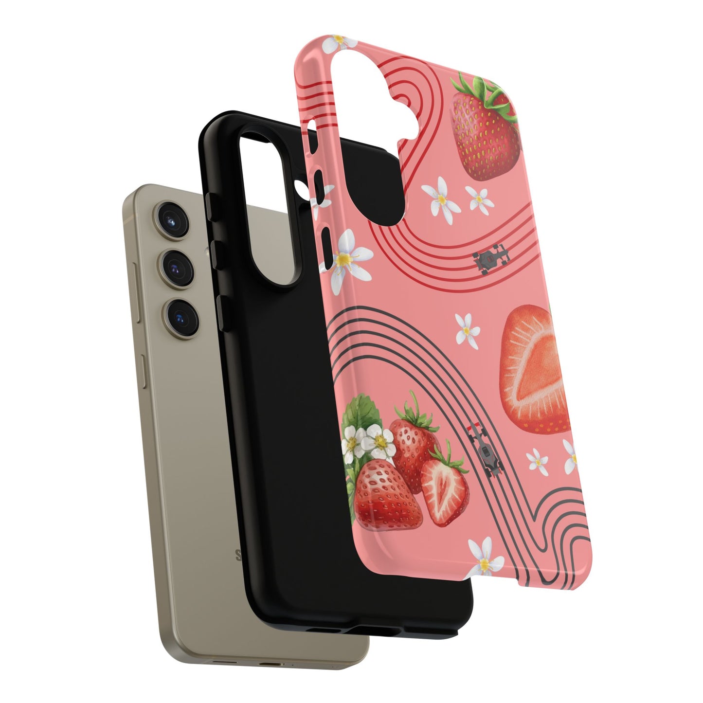 Red F1 Audi and Strawberries Phone Case, Trendy F1 Gift, Formula 1 Gift, Cute Fruit F1 Phone Case, Unique Phone Case
