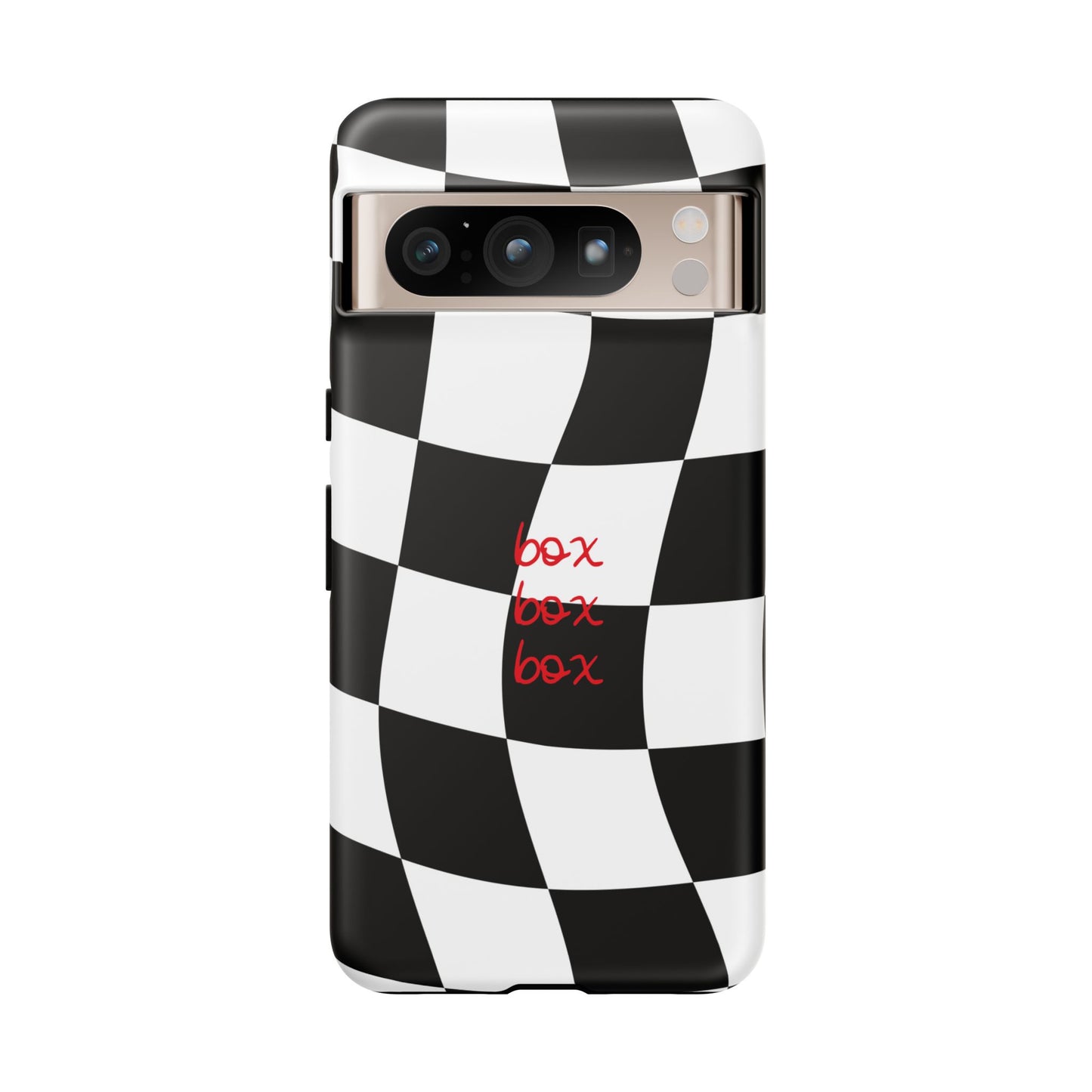 Black and Red Checkered F1 Phone Case, Box Box Box F1 Phone Case