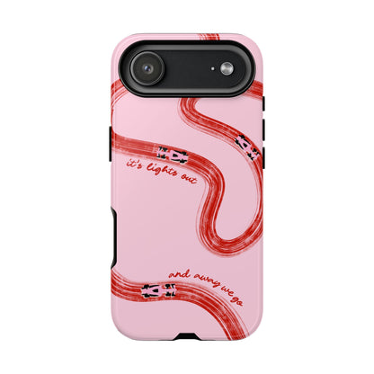 F1 Phone Case Pink and Red Painted "its lights out and away we go", Trendy F1 Gift, Formula 1 Gift, Cute F1 Phone Case, Unique Phone Case