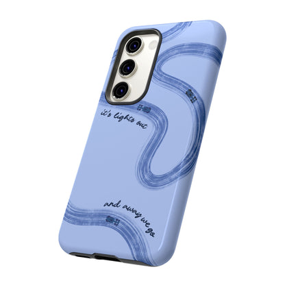 F1 Phone Case Monochrome Blue Painted "its lights out and away we go", Trendy F1 Gift, Formula 1 Gift, Cute F1 Phone Case, Phone Case