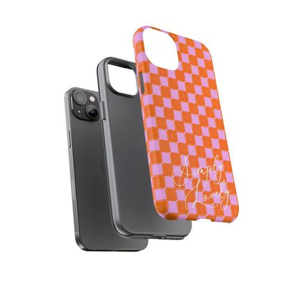Simply Lovely Orange and Pink Checkered F1 Phone Case Design, Trendy F1 Gift, Formula 1 Gift, Cute F1 Phone Case
