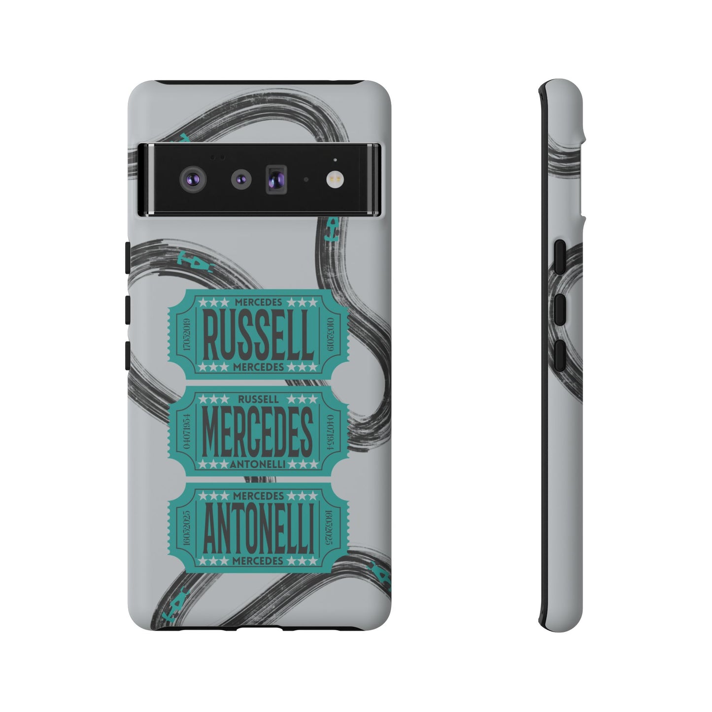 Mercedes F1 Phone Case Painted Ticket Stubs, Trendy F1 Gift, Formula 1 Gift, Cute F1 Phone Case