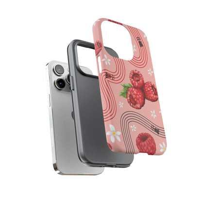Red F1 Haas and Raspberries Phone Case, Trendy F1 Gift, Formula 1 Gift, Cute Fruit F1 Phone Case, Unique Phone Case