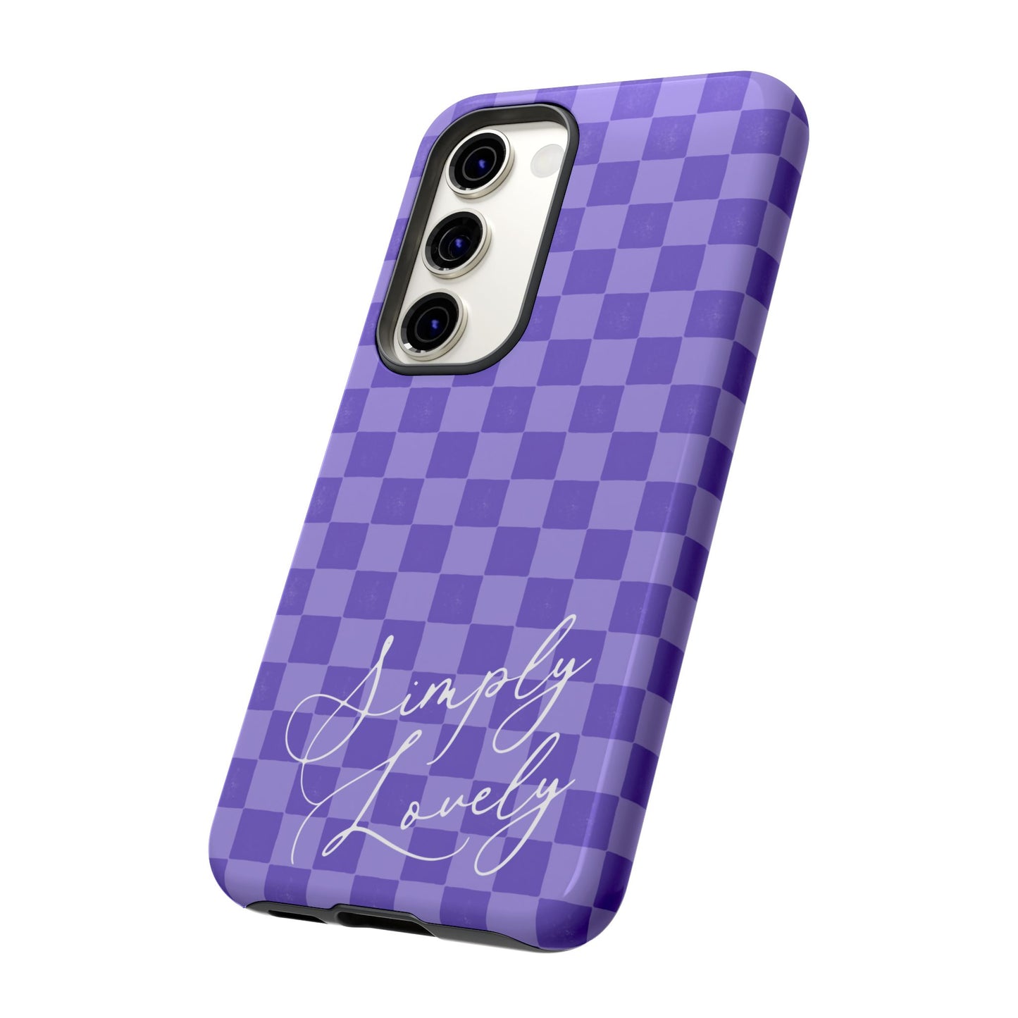 Simply Lovely Purple Checkered F1 Phone Case Design, Trendy F1 Gift, Formula 1 Gift, Cute F1 Phone Case